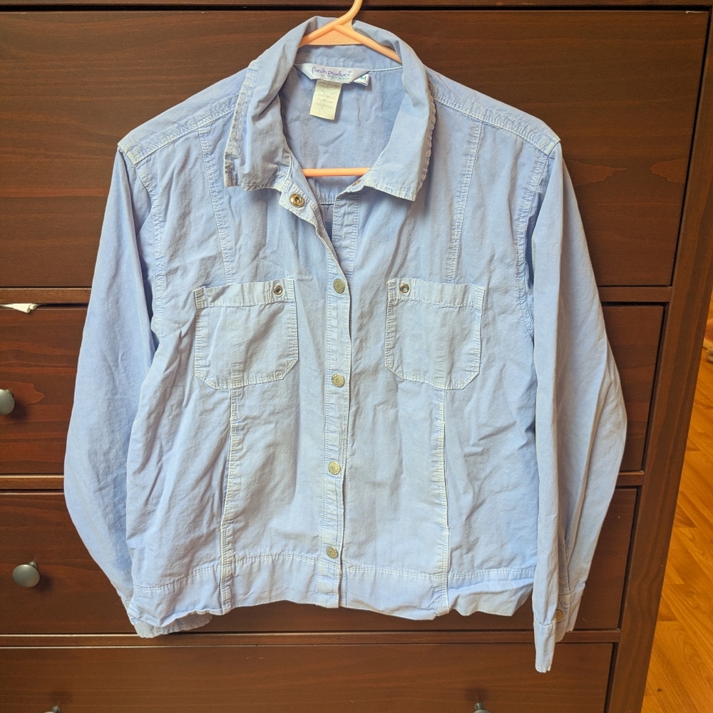 Fresh Produce Periwinkle Button Up Long Sleeve Shirt Sz M